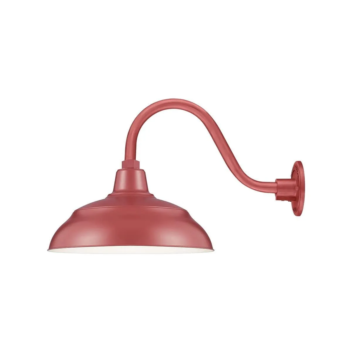 14'' Satin Red Warehouse Shade With Gooseneck