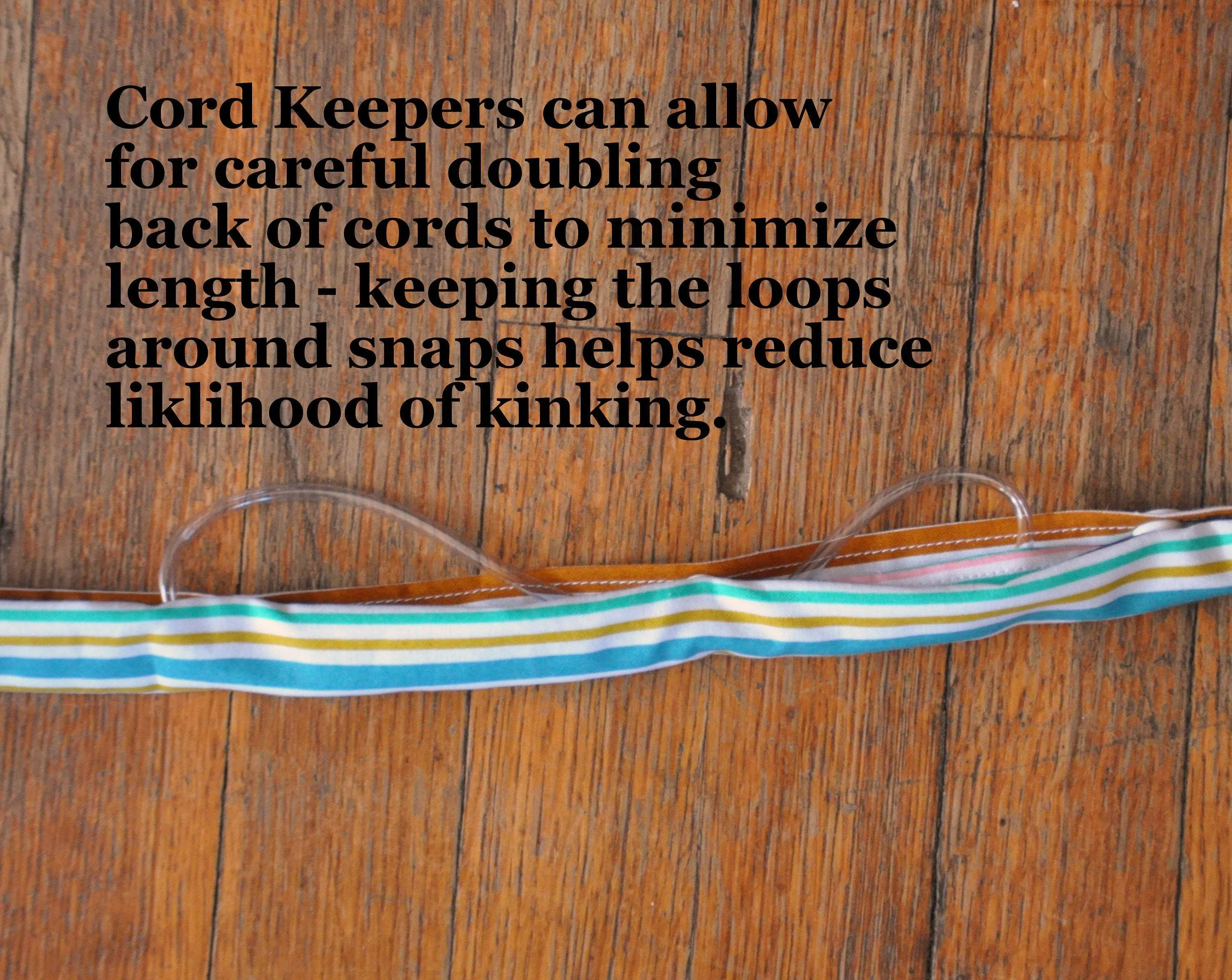 27" Pink Stripe Cord Keeper.  Ready to Ship. Sparkly.