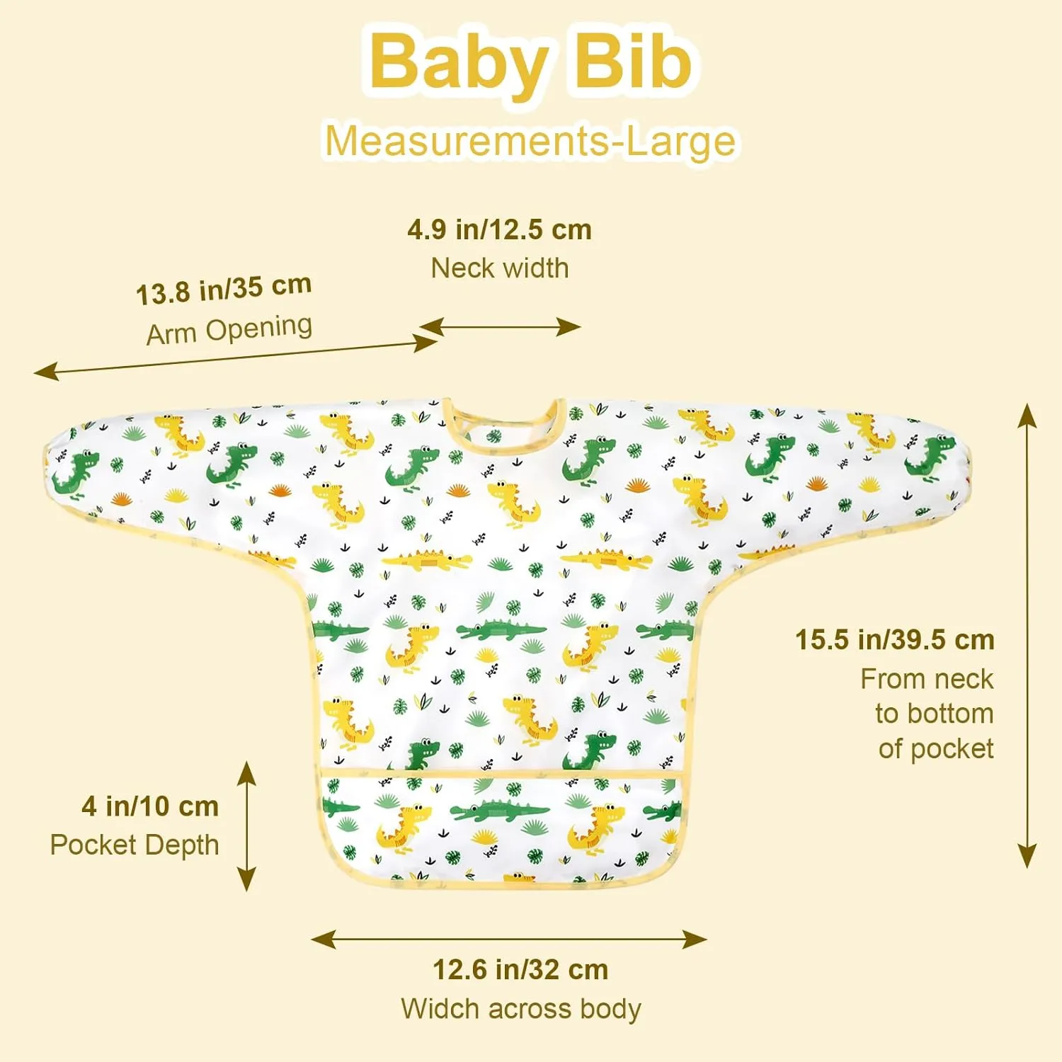 Accmor 4 Pack Long Sleeve Baby Bibs, Waterproof Sleeved Bib Smock for Baby Toddler 6-36 Months