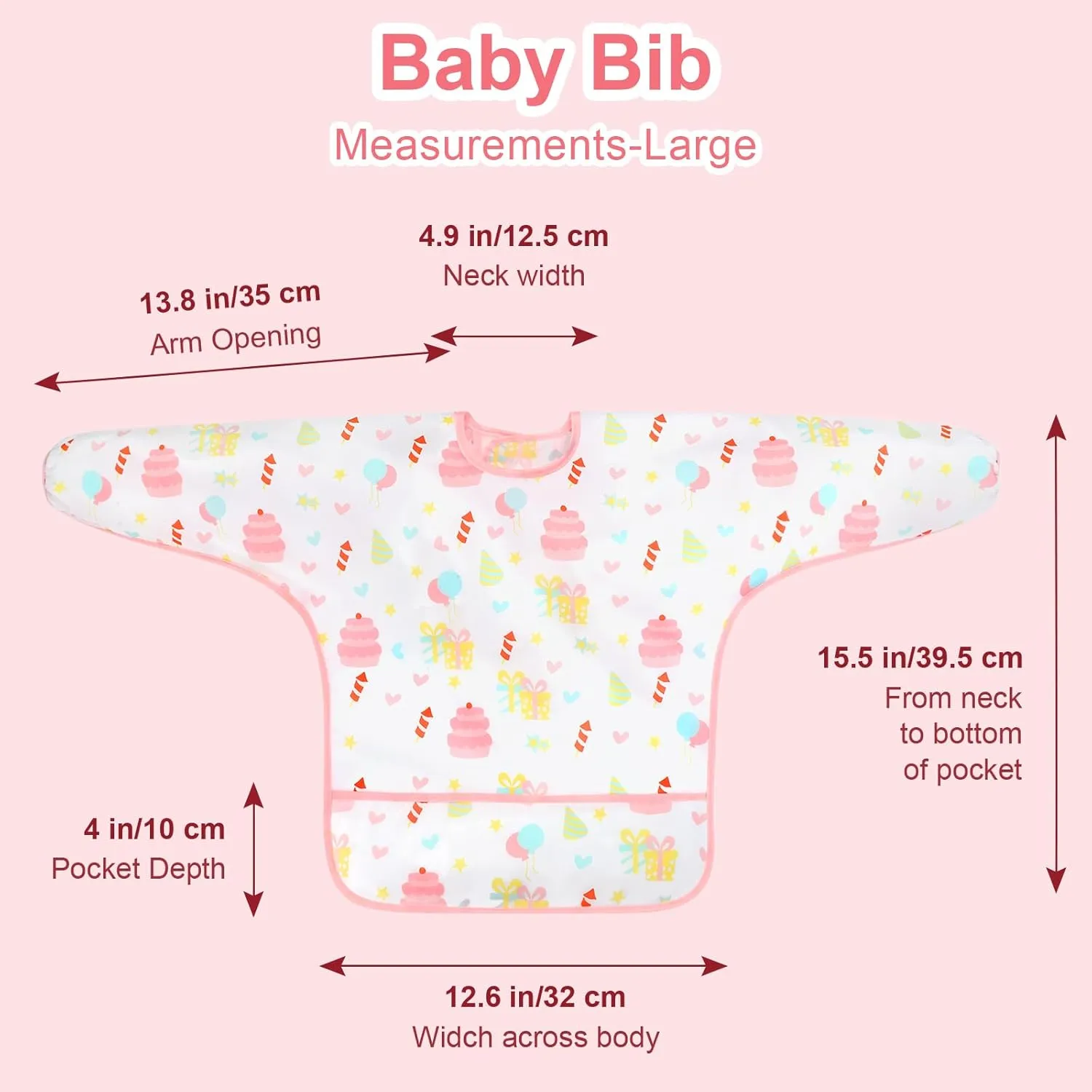 Accmor 5 Pack Long Sleeve Baby Bibs, Waterproof Sleeved Bib Smock for Baby Toddler 6-36 Months