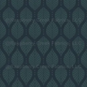 Art Deco Beech Leaves with Dots - Gunmetal Gray Dark Green - Dark Academia Geometric Botanical Design
