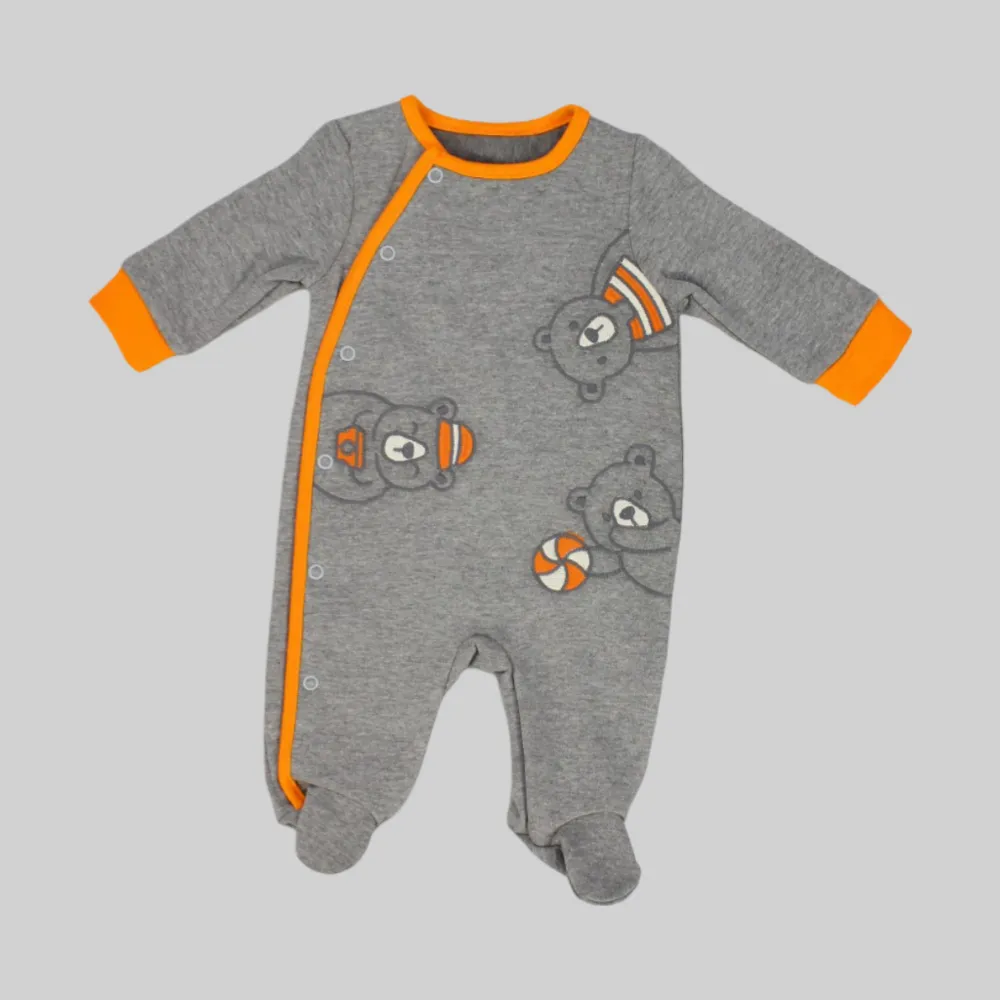 Baller Bear Long-Sleeved Baby Footie