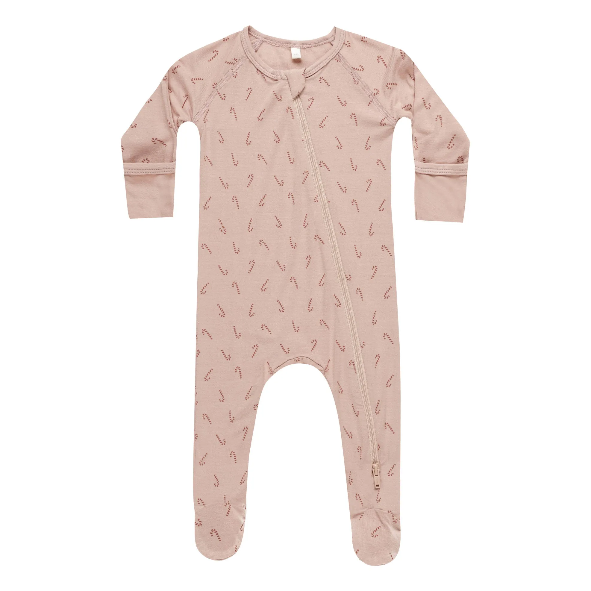 Bamboo Zip Footie - Candy Cane - Blush