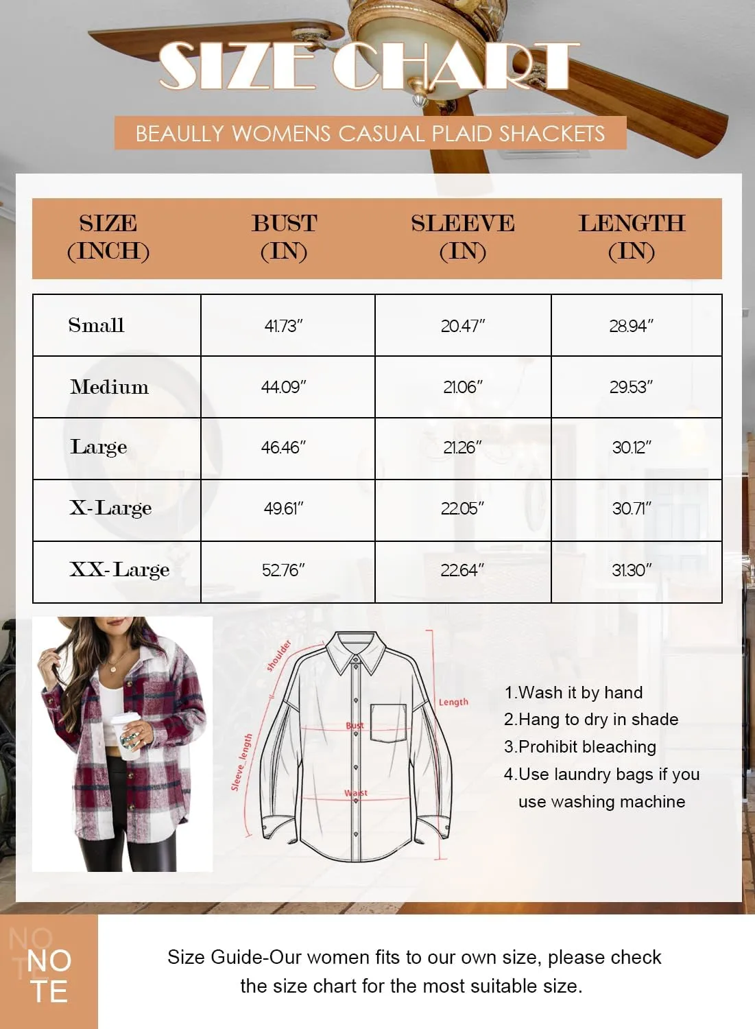 Beaully Women's 2024 Fall Clothes Plaid Shacket Jacket Long Sleeve Button Down Flannel Shirts Fashion Jacket