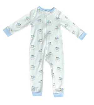 Blue Santa One Piece Pajamas