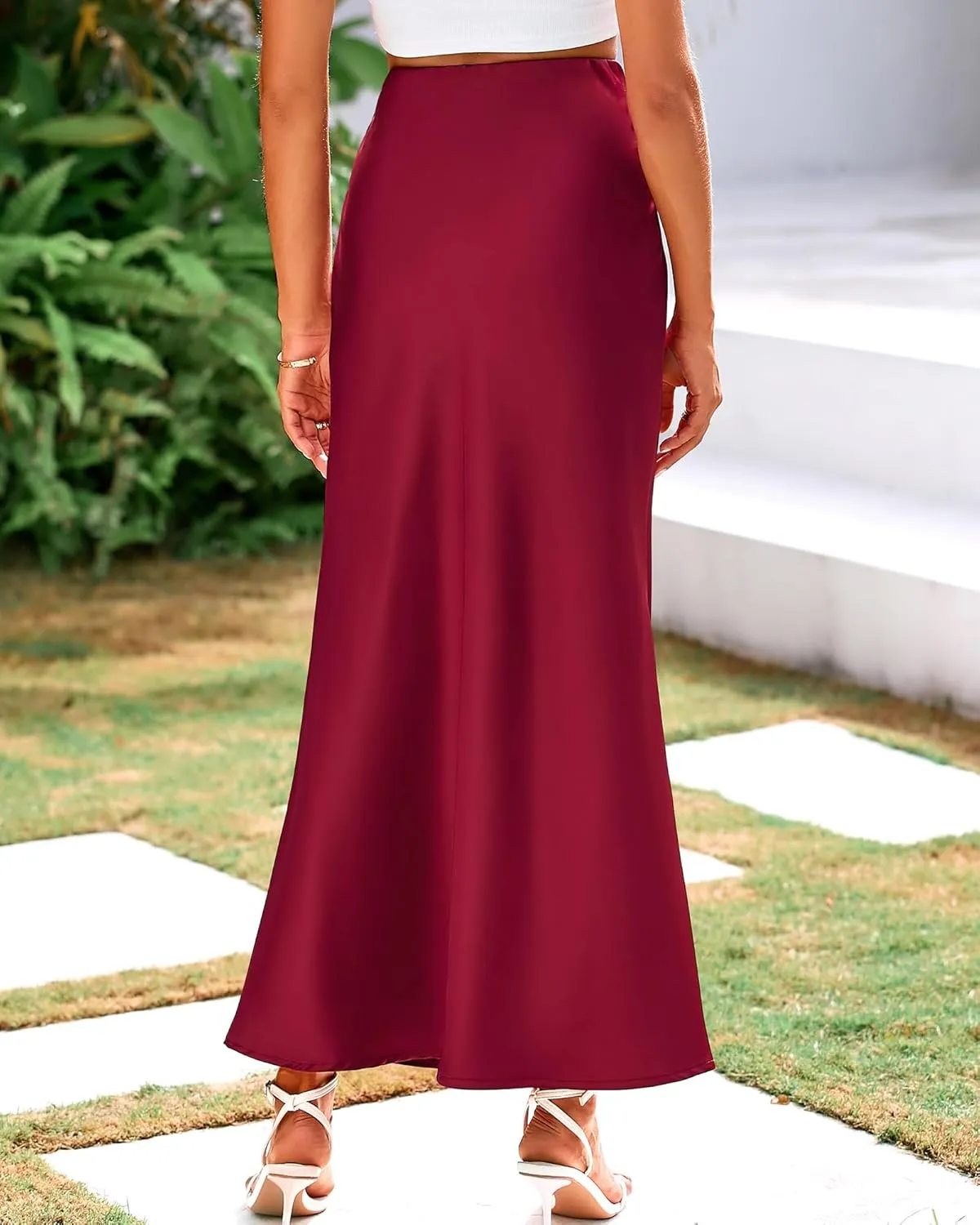 BTFBM Womens Summer Fall Skirt 2025 Silk Elegant High Waist Cocktail Party Wedding Mermaid Satin Maxi Skirts