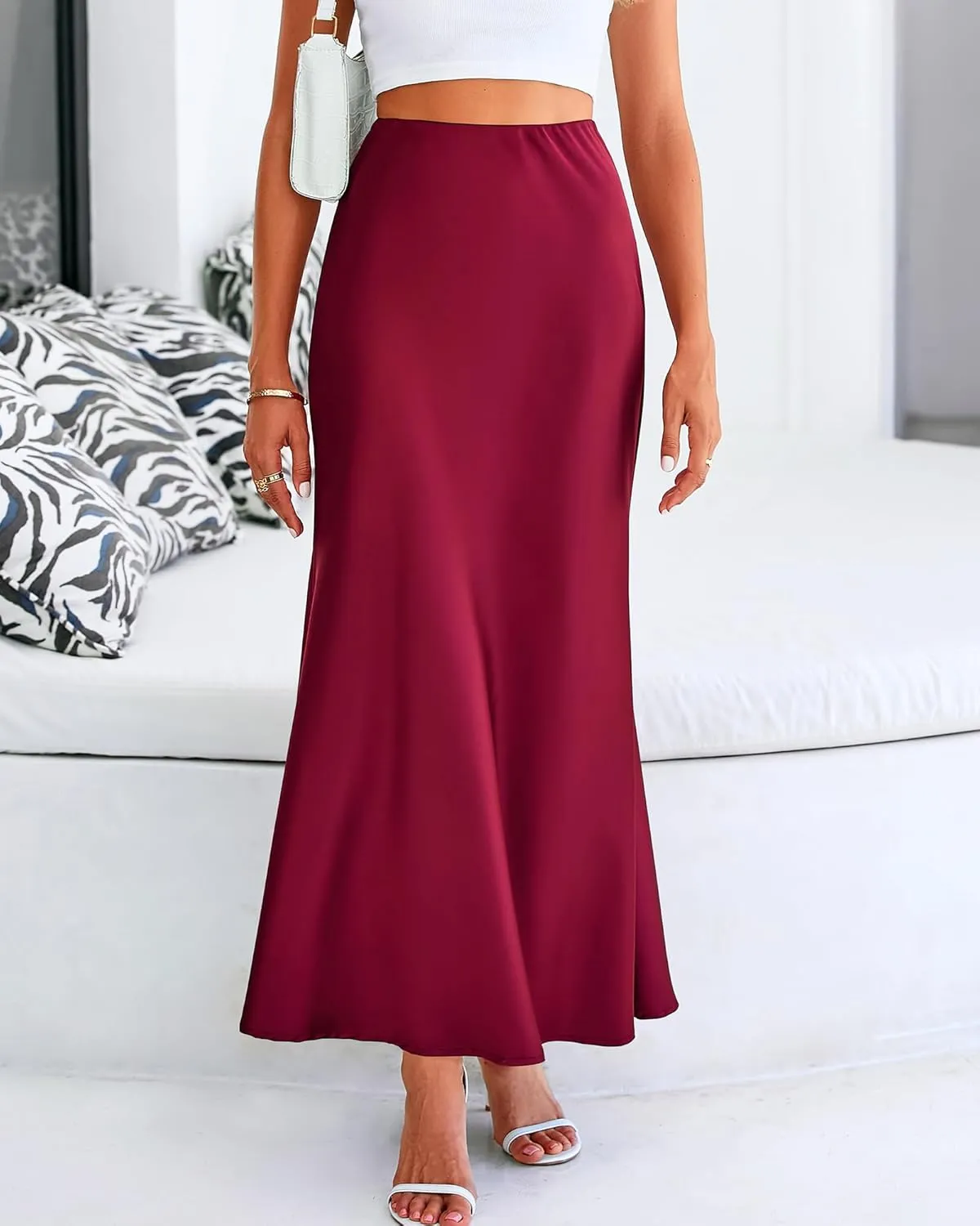 BTFBM Womens Summer Fall Skirt 2025 Silk Elegant High Waist Cocktail Party Wedding Mermaid Satin Maxi Skirts