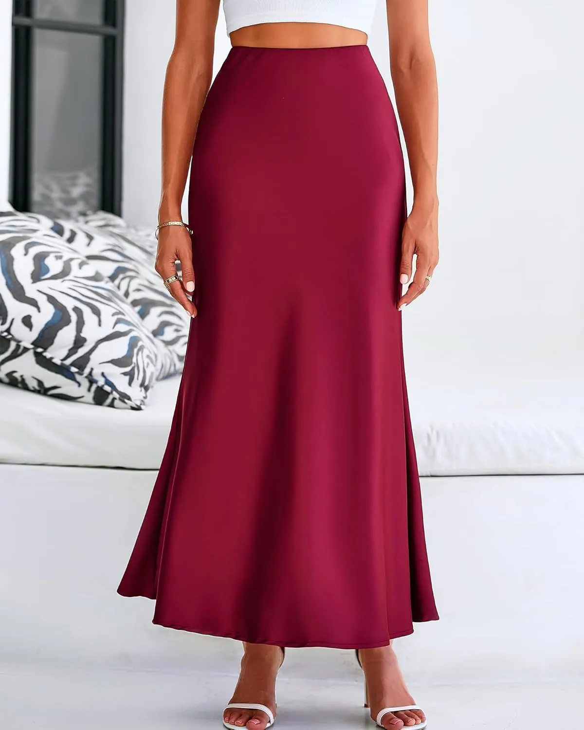 BTFBM Womens Summer Fall Skirt 2025 Silk Elegant High Waist Cocktail Party Wedding Mermaid Satin Maxi Skirts