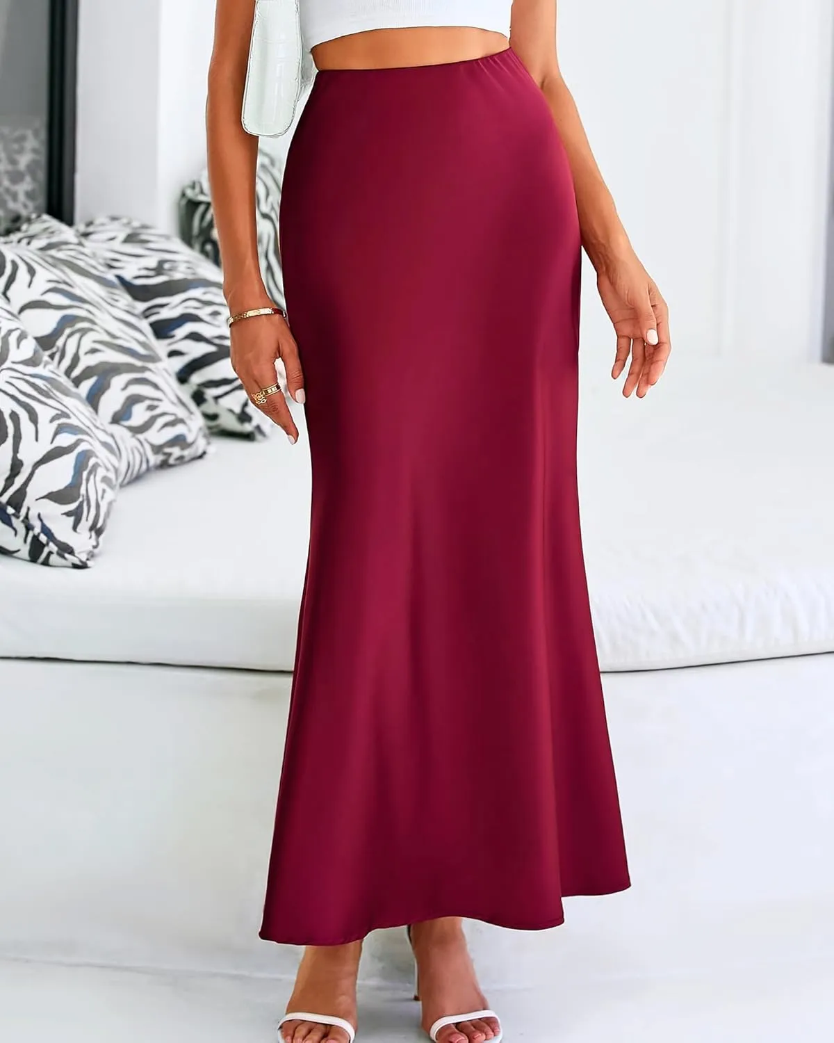 BTFBM Womens Summer Fall Skirt 2025 Silk Elegant High Waist Cocktail Party Wedding Mermaid Satin Maxi Skirts