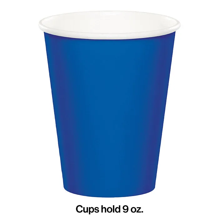 Bulk Cobalt Blue Value Friendly 9 oz Hot & Cold Paper Cups (96 per Case)
