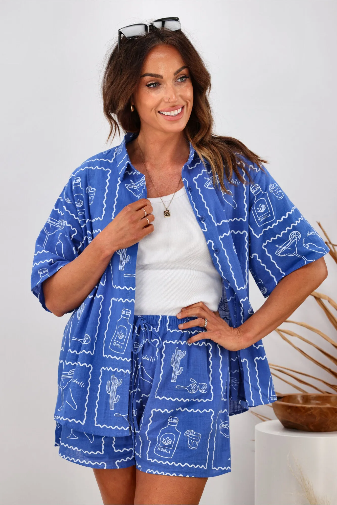 By Frankie Sea Side Serenity Top and Short Set Blue