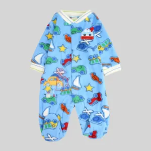 Colorful Vehicles Long-Sleeved Baby Footie