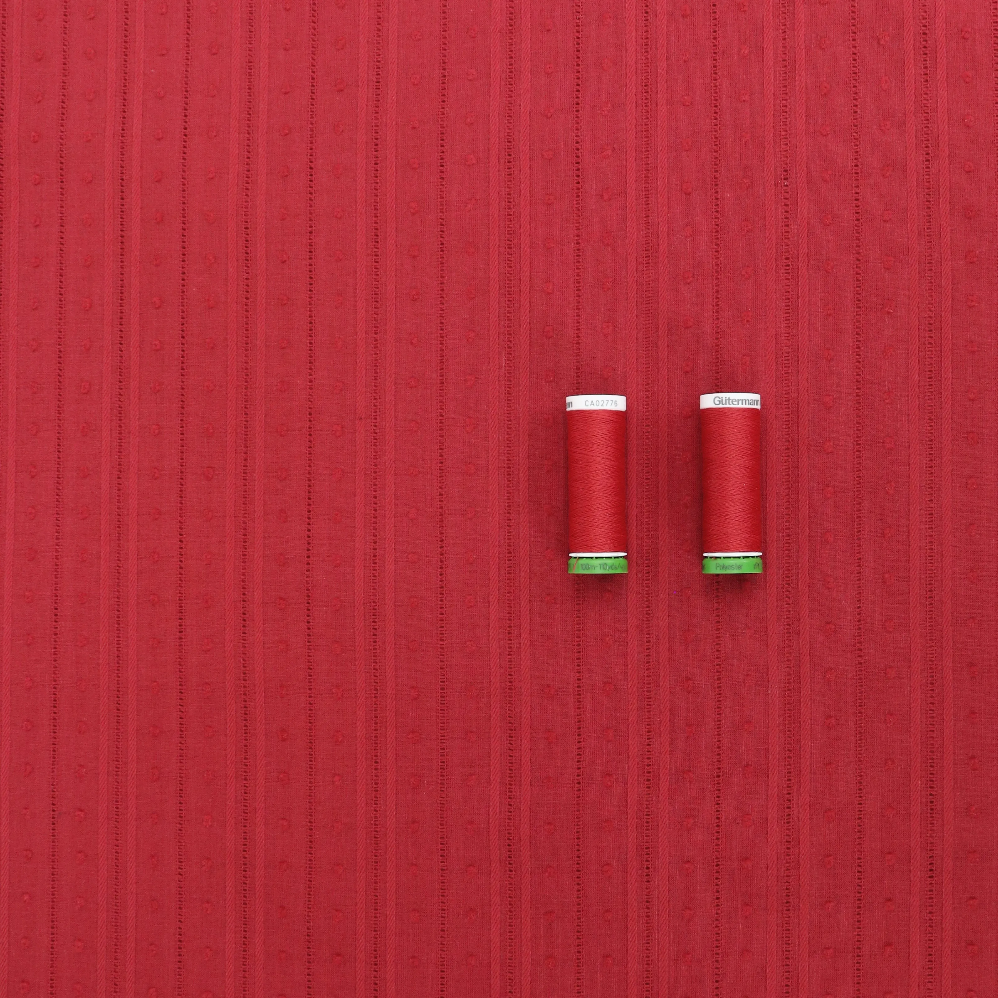 Cotton Voile - Dobby Stripe - Red