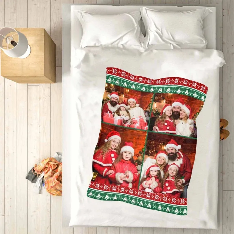 Custom Photo Blanket Personalized Christmas Blanket with Pictures