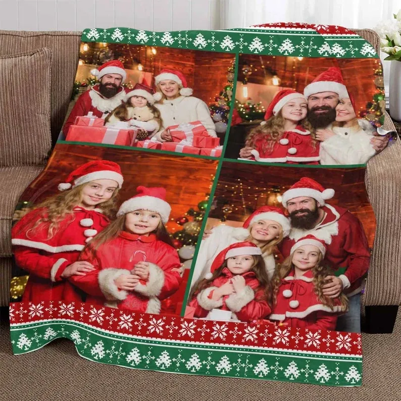 Custom Photo Blanket Personalized Christmas Blanket with Pictures