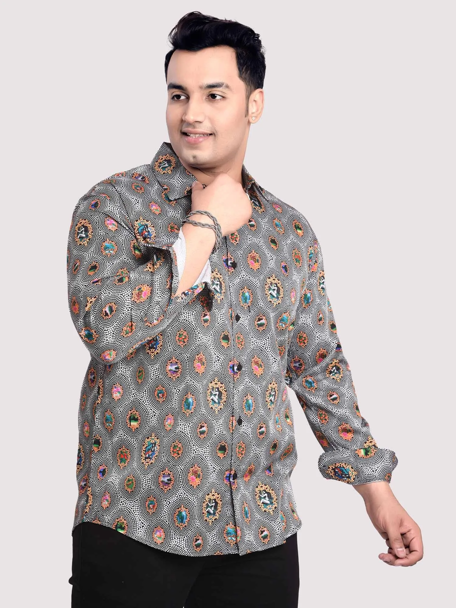 Diamond Saffron Digital Printed Shirt Men's Plus Size