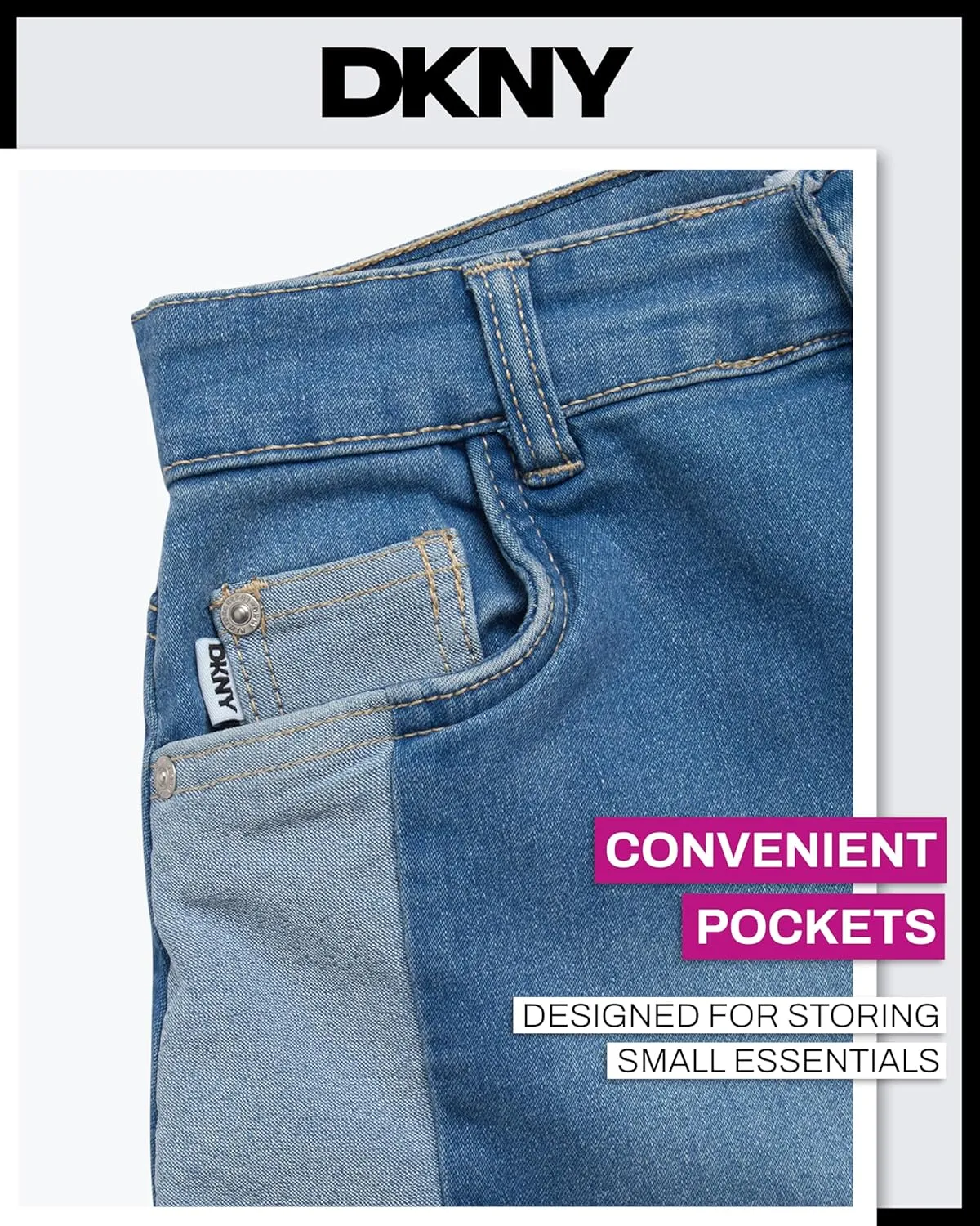 DKNY Girls' Denim Skort - High-Waisted Casual Everyday Mini Skort Skirts for Girls with Pockets (Sizes: 7-16)
