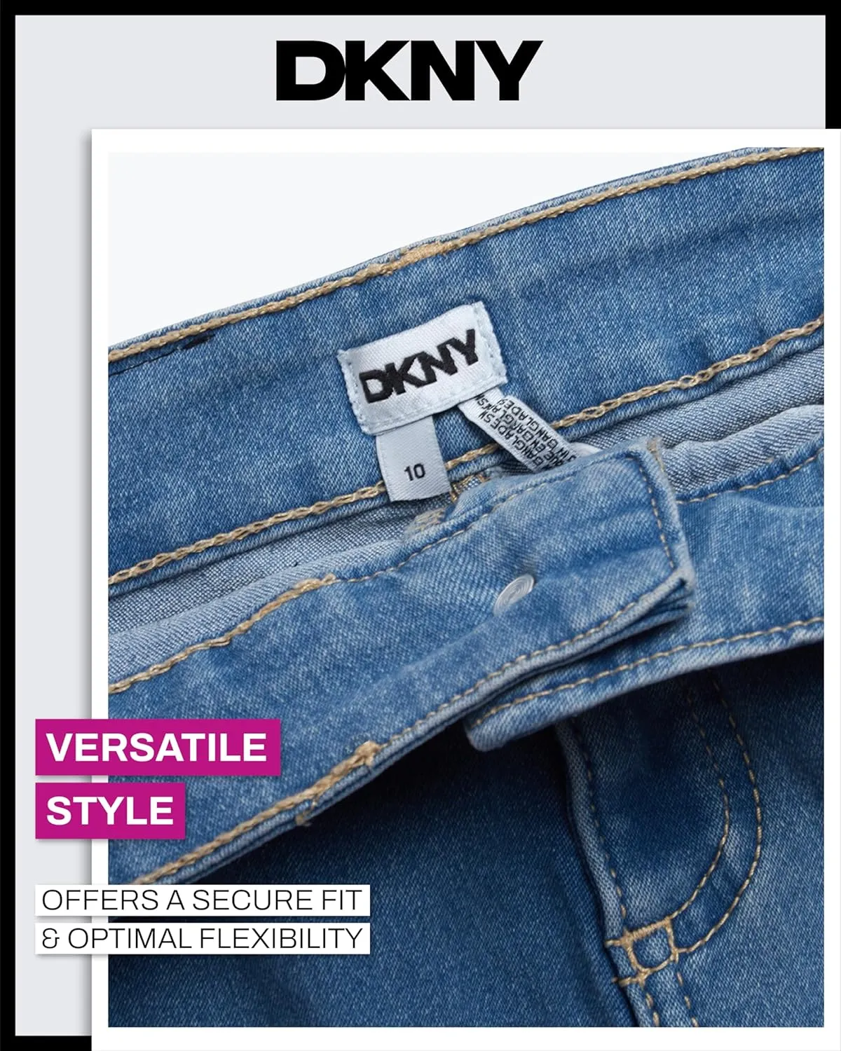 DKNY Girls' Denim Skort - High-Waisted Casual Everyday Mini Skort Skirts for Girls with Pockets (Sizes: 7-16)