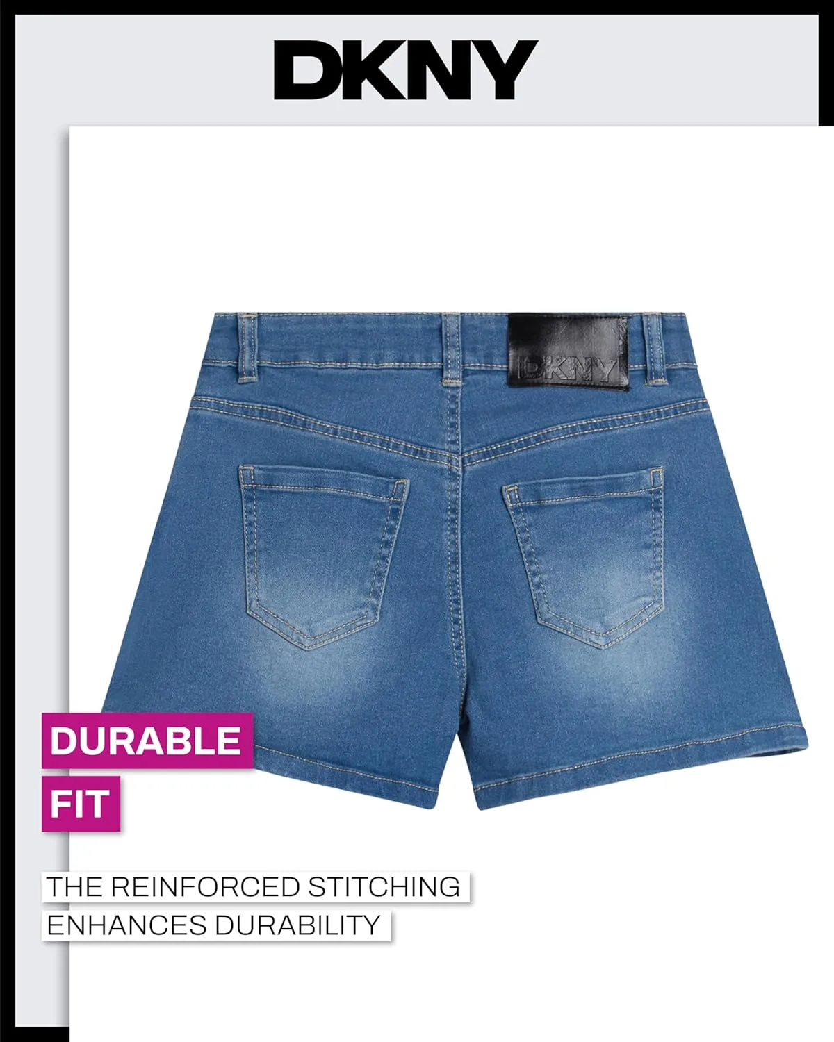 DKNY Girls' Denim Skort - High-Waisted Casual Everyday Mini Skort Skirts for Girls with Pockets (Sizes: 7-16)