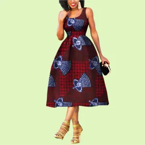 Elegant Sleeveless African Print Dress - Prolyf Styles