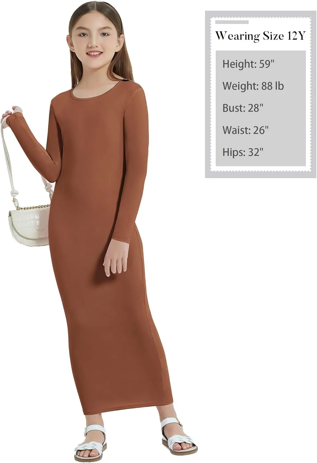 EXARUS Girls Bodycon Maxi Dress Spaghetti Strap Slip/Sleeveless/Short Sleeve/Long Sleeve Kid Pencil Casual Long Dresses