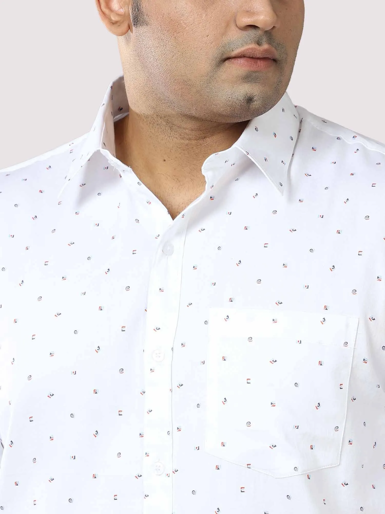 Exotic Printed Cotton Full Shirt Men's Plus Size