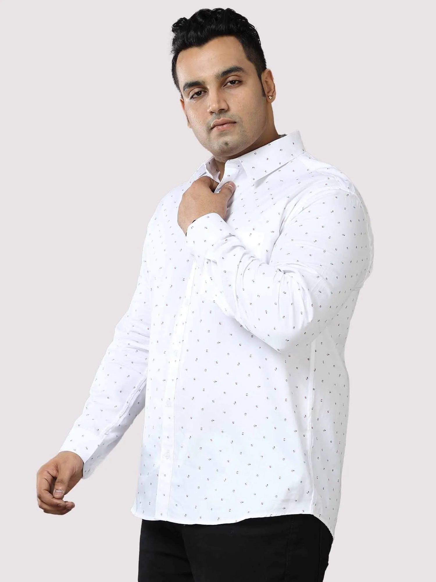 Exotic Printed Cotton Full Shirt Men's Plus Size