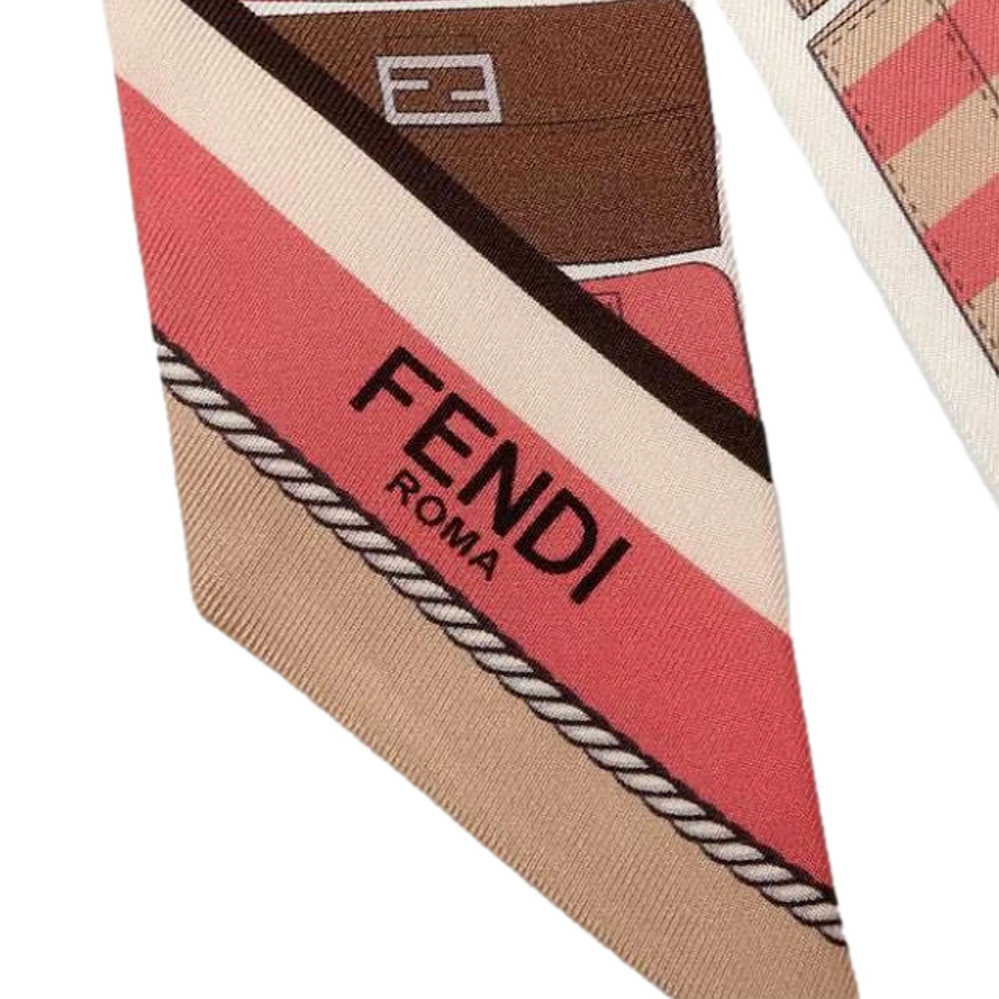 Fendi Baguette Print Wrappy Scarf Silk Foulard Pink Dalia Multicolor