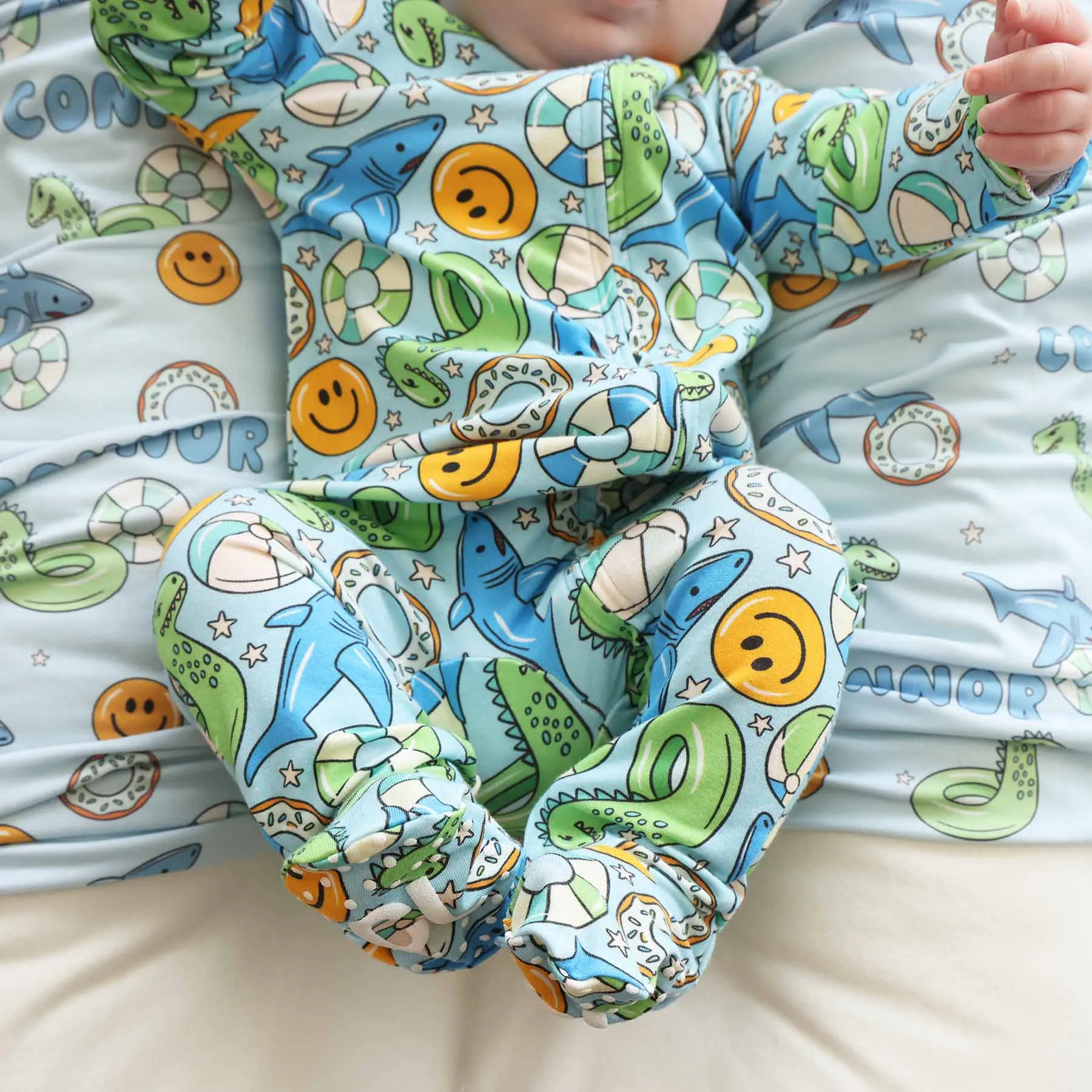 Floatie Friends Zipper Footie | Blue