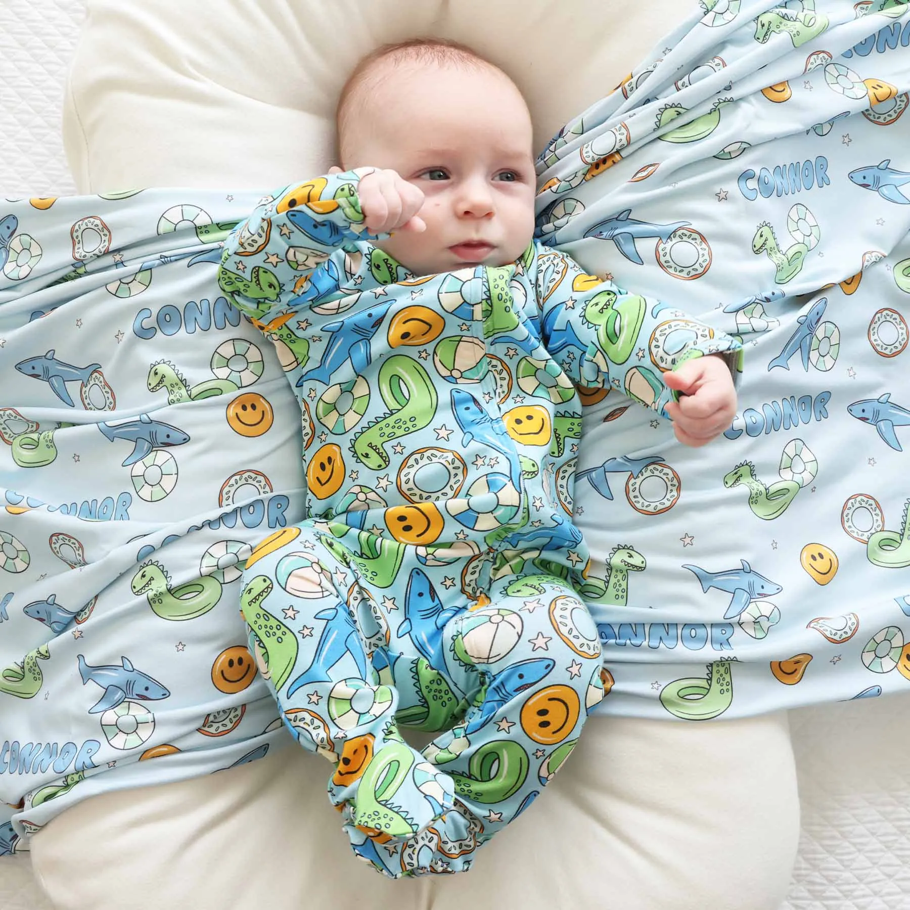 Floatie Friends Zipper Footie | Blue