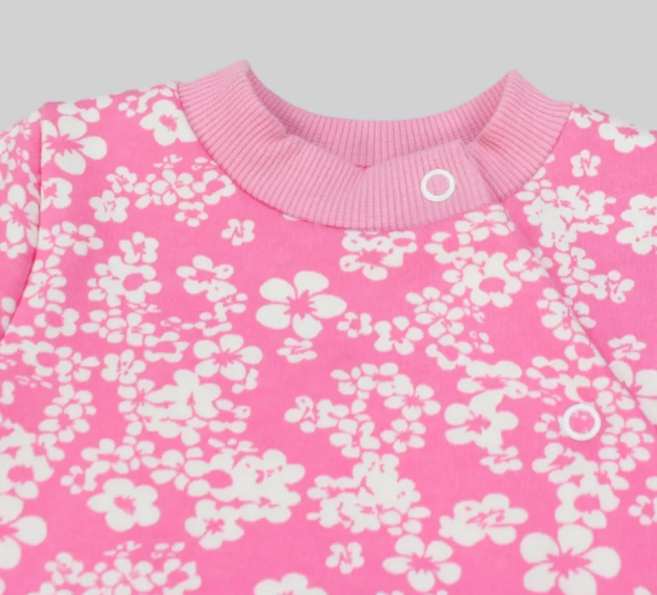 Floral Long-Sleeved Baby Footie