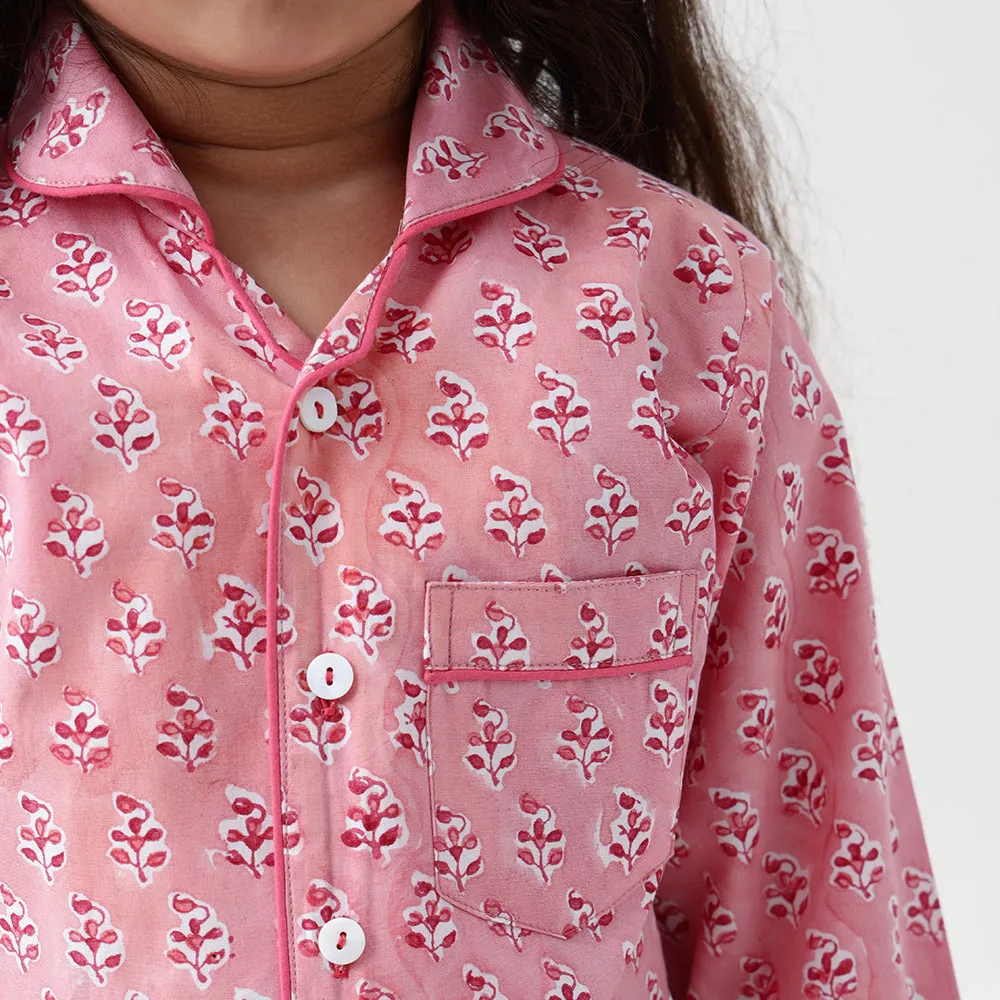 Lily Blockprint Pajama Set (Watermelon Pink)