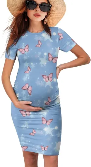 Maternity Dresses for Women,Women's Pregnancy Dress for Photoshoot,Short Sleeve Shirt Dress,Maternity Essentials