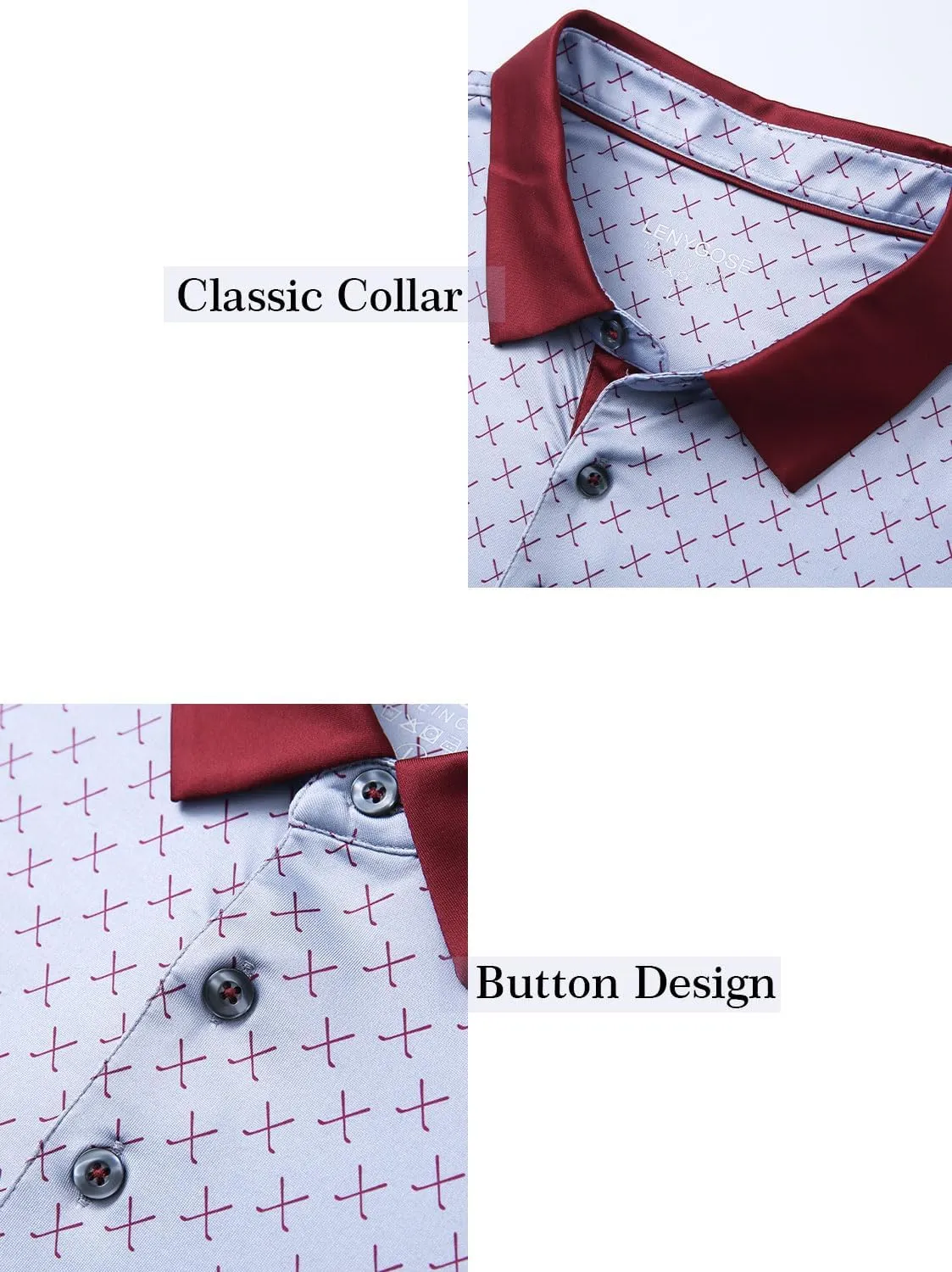 Mens Golf Polo Shirts Short Sleeve Print Performance Moisture Wicking Dry Fit Collared Golf Shirts for Men