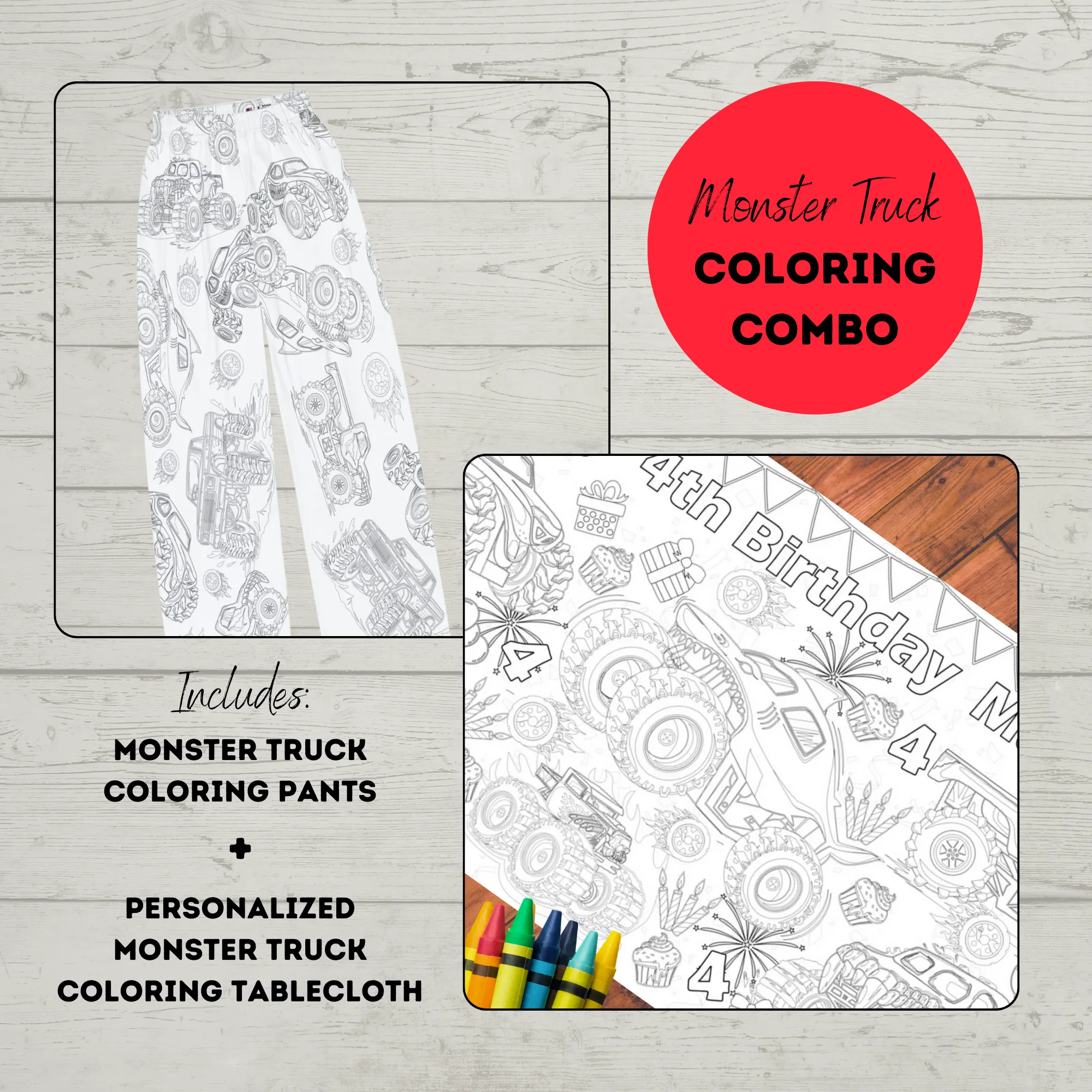 Monster Truck Coloring Combo