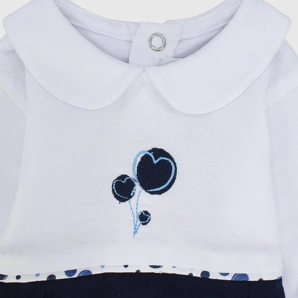 Navy Long-Sleeved Baby Footie