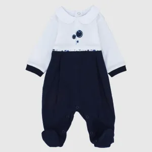 Navy Long-Sleeved Baby Footie