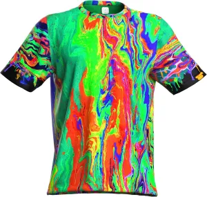 Neon UV Glow Blacklight Designed Handmade Art Shirt Printed Short Sleeve Sport Workout Exercise Boy Guy Unisex Men T-Shirt