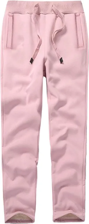 PEHMEA Women's Warm Fleece Joggers Pants Workout Athletic Winter Sherpa Lined Sweatpants(02 Pink-XXL)