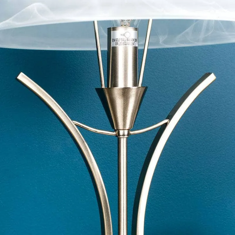 Pesscara Satin Silver & Alabaster Glass Table Lamp