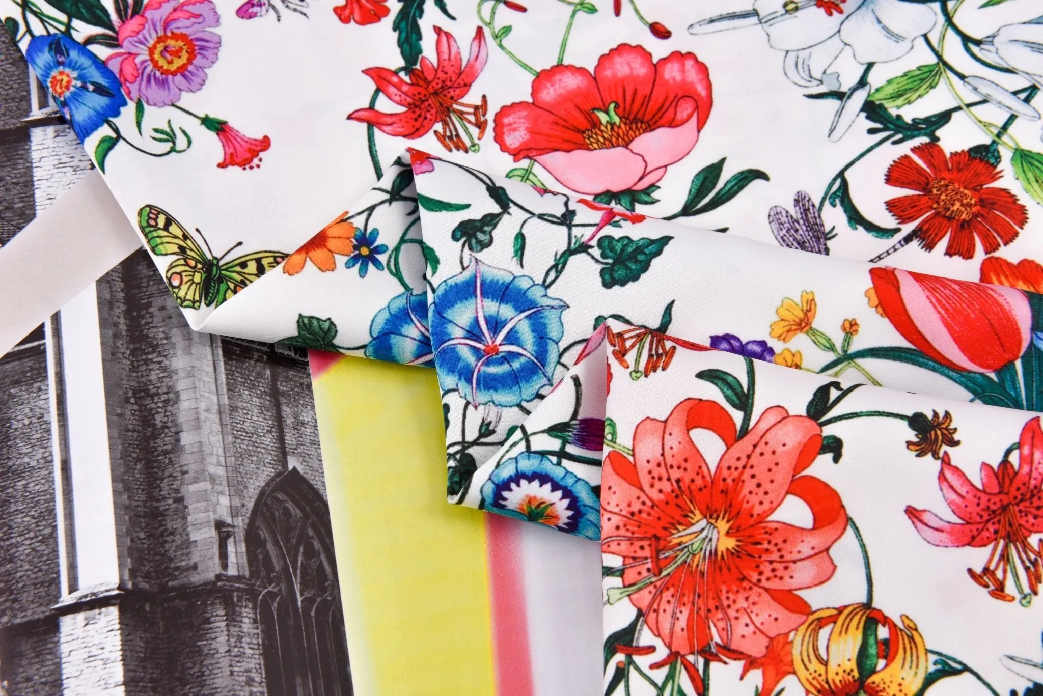 Premium Stretch Silky Satin Digital Print Fabric- Fresh Bloom-#16/1