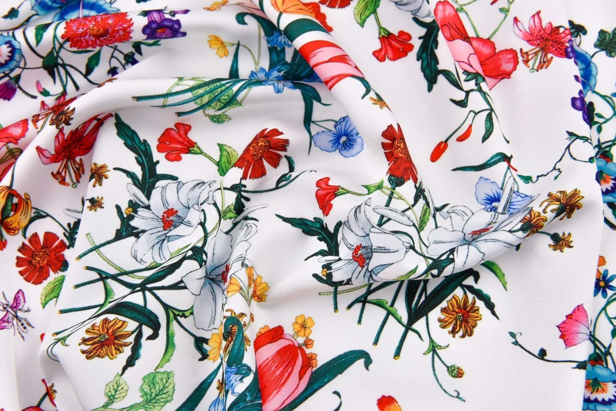 Premium Stretch Silky Satin Digital Print Fabric- Fresh Bloom-#16/1