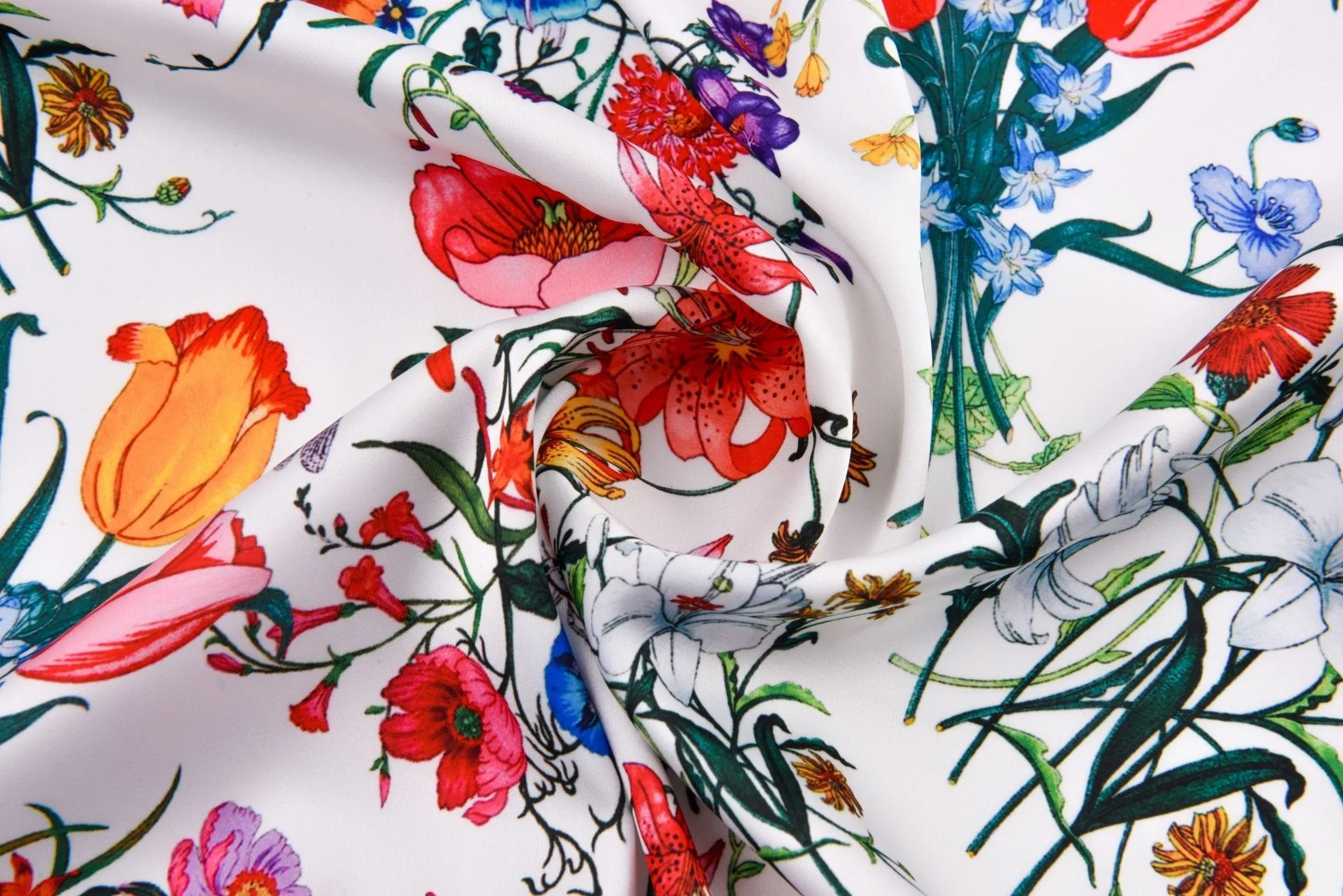 Premium Stretch Silky Satin Digital Print Fabric- Fresh Bloom-#16/1