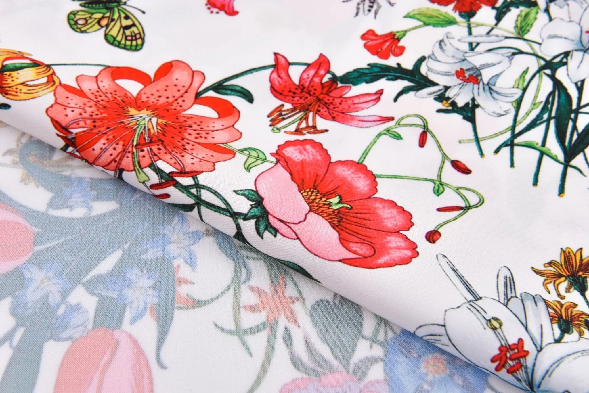 Premium Stretch Silky Satin Digital Print Fabric- Fresh Bloom-#16/1