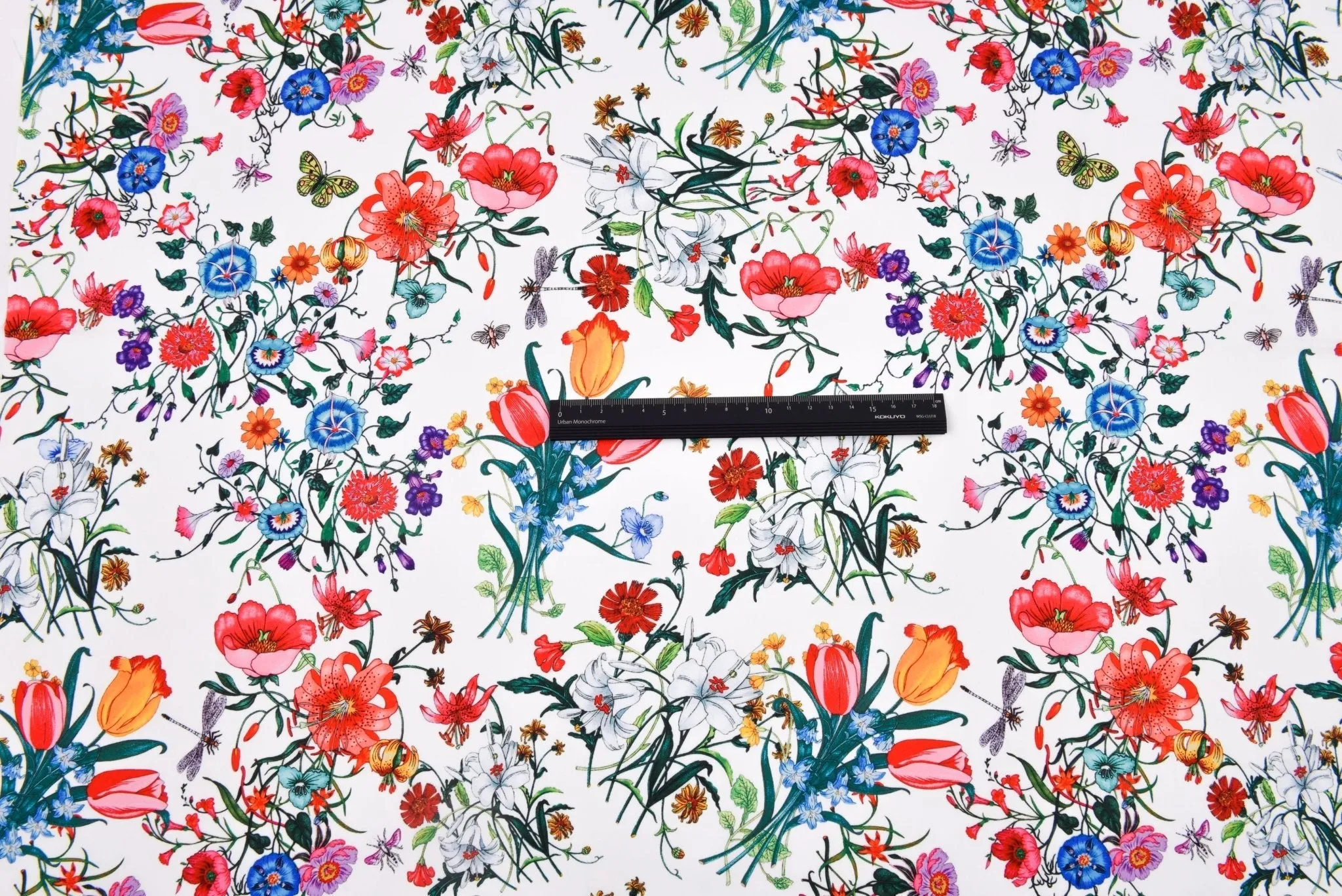 Premium Stretch Silky Satin Digital Print Fabric- Fresh Bloom-#16/1