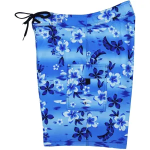 "Soul Salvation" Womens Board Shorts - Regular Rise / 10.5" Inseam (Blue)