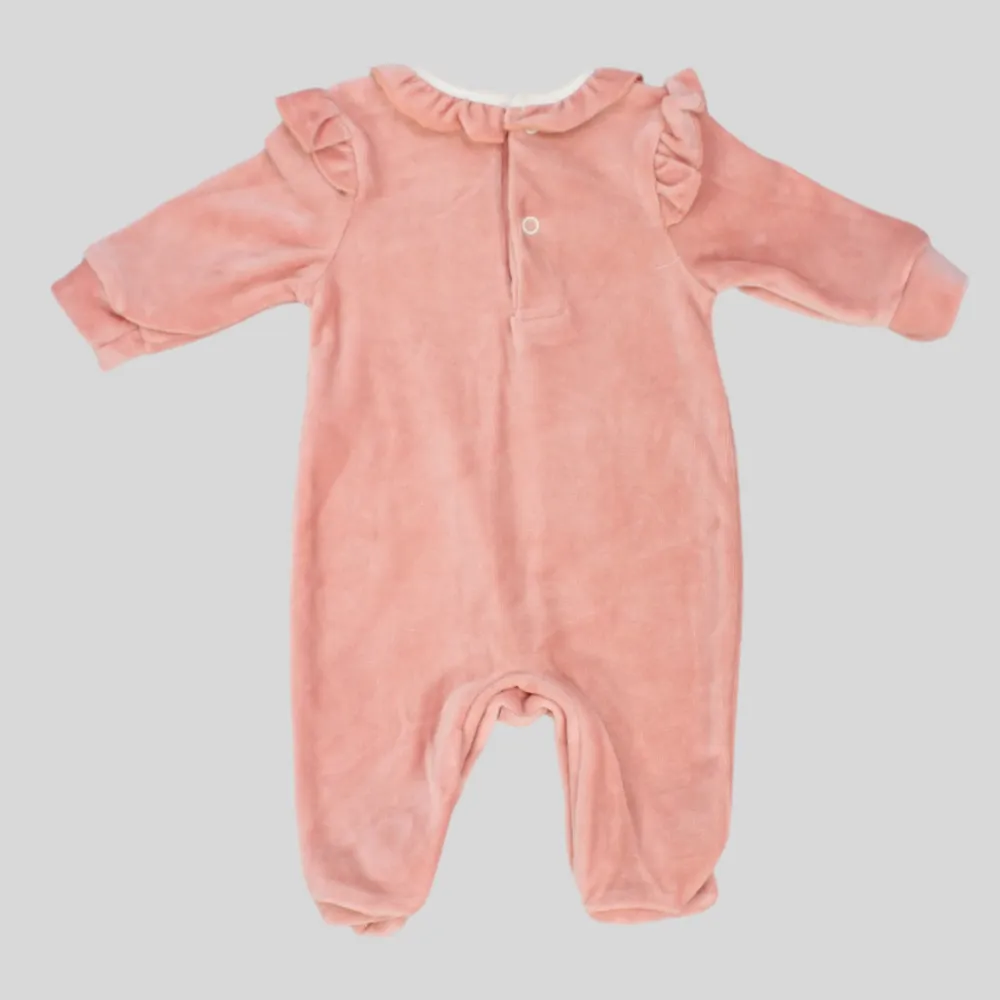 Ruffled Shoulders Long-Sleeved Baby Footie