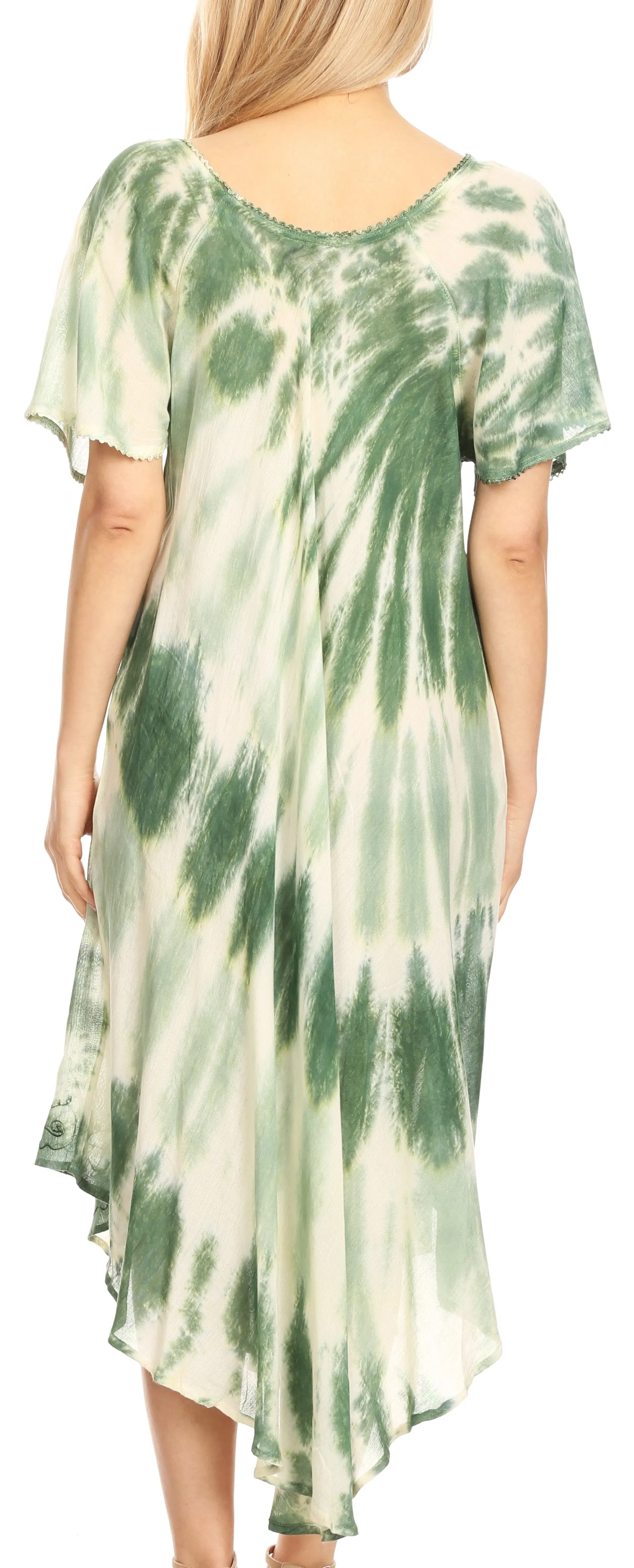 Sakkas Dalida Women's Short Sleeve Corset Tie dye Embroidered Flared Dress