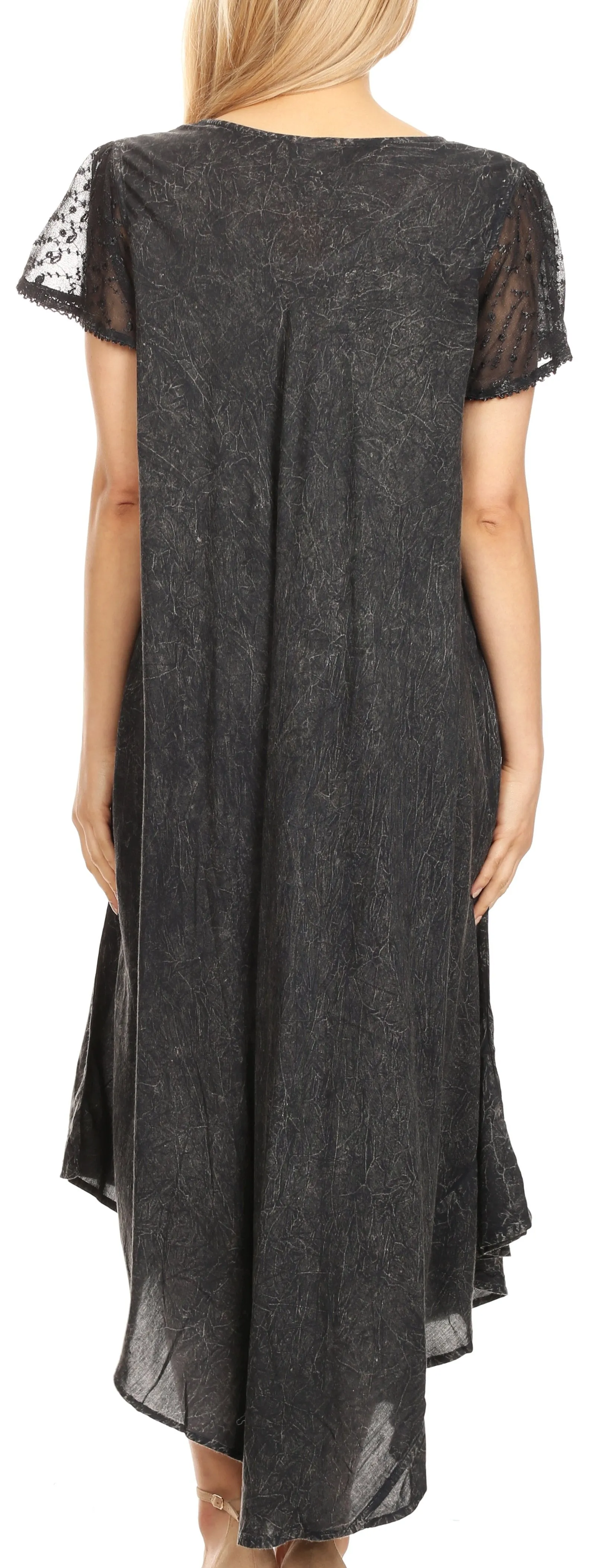 Sakkas Dalida Women's Short Sleeve Corset Tie dye Embroidered Flared Dress