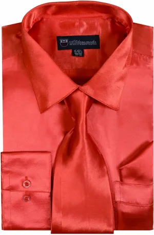Satin Classic Dress Shirts with Tie & Hankie SG08 , 14 Colors